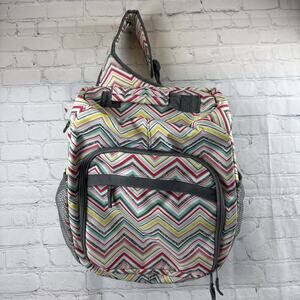 THIRTY-ONE 31 Camera Diaper Bag Backpack Chevron Pink Teal Organizer Pockets